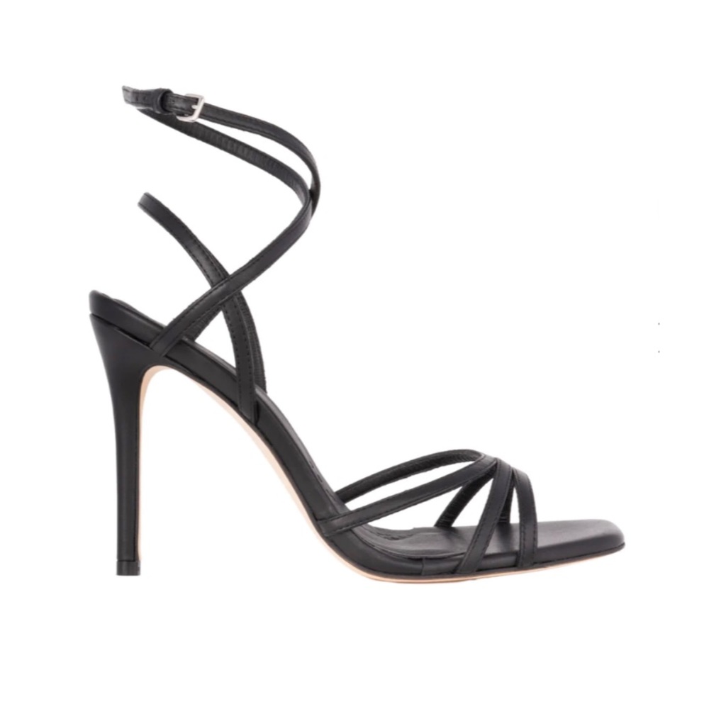 Women’s strappy leather heel sandals with added cushion - comfort
